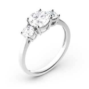 Moissanite Three Stone Round Cut Gold Ring